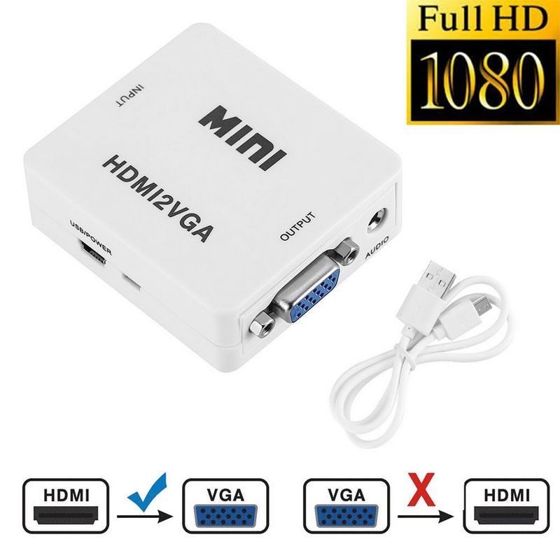 1080P Audio Adapter Connector HDMI2VGA Mini HDMI to VGA Converter with Audio for Laptop TV Box Projector PS3 XBOX 360